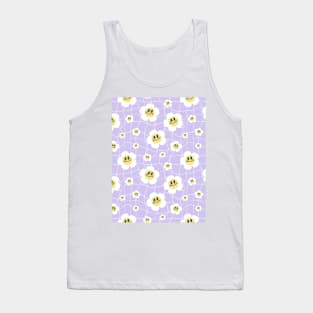 Vintage groovy retro purple flower pattern Tank Top